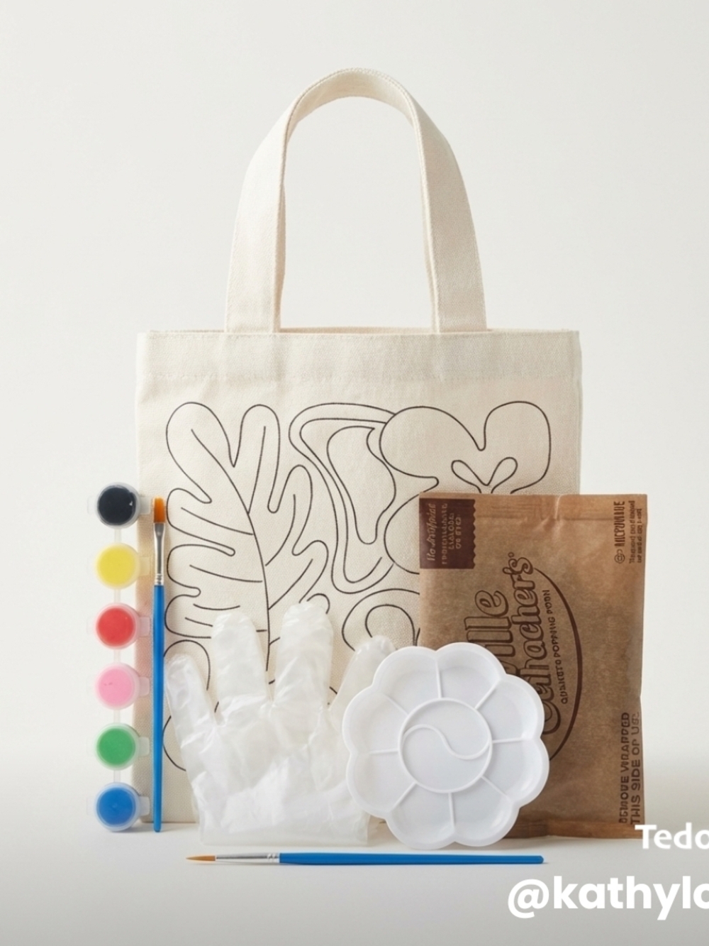 Canvas Paint-Your-Own Tote Bag Set - Natural Cotton with Black Outline